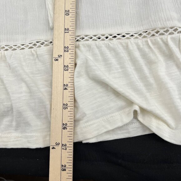 Gloria Vanderbilt Womens Peasant Blouse L Lace Trim Bell Sleeves Cotton Modal Bl - Picture 7 of 8